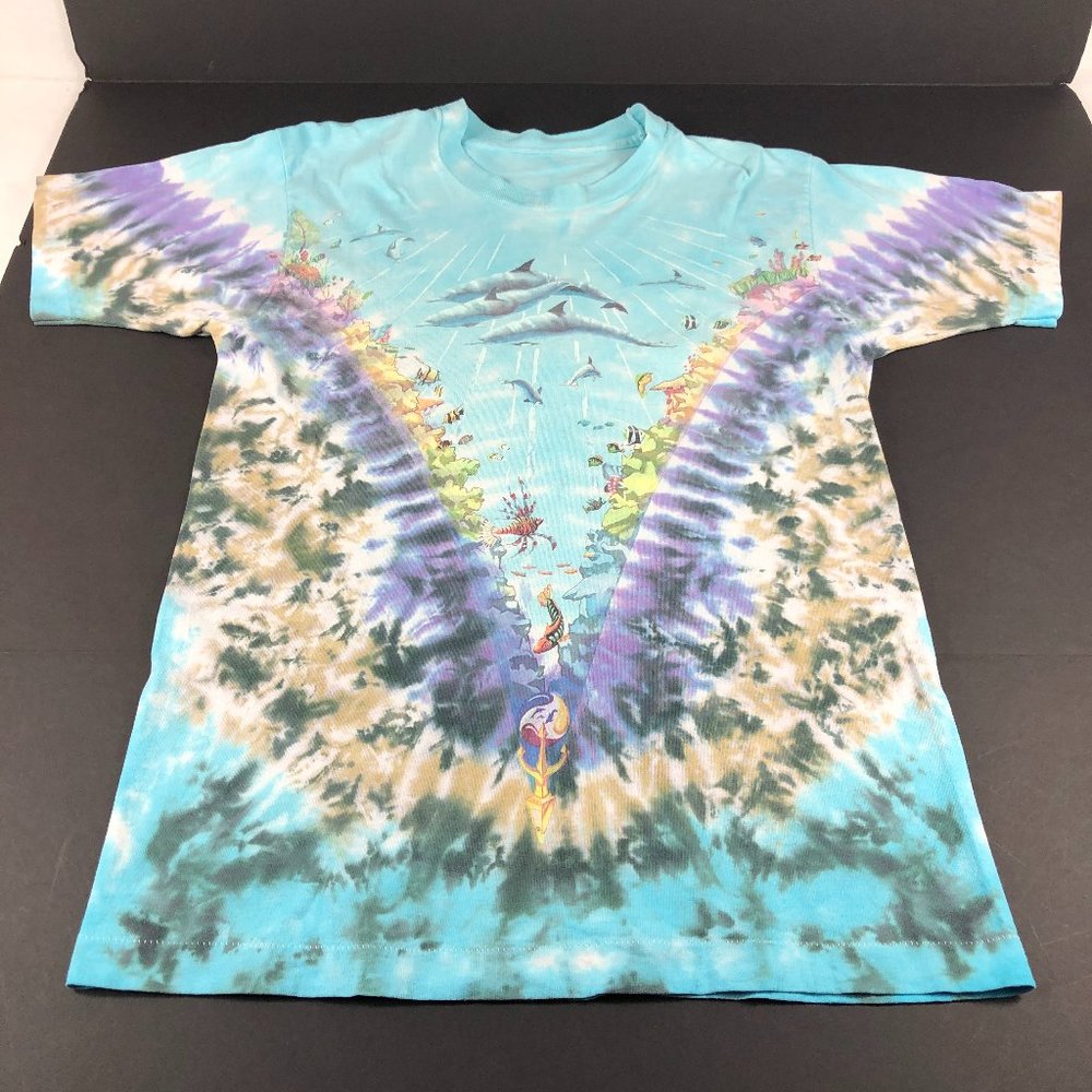 Vintage 90's Liquid Blue Shirt Men's Medium Aquatic AOP John Connell Half Baked